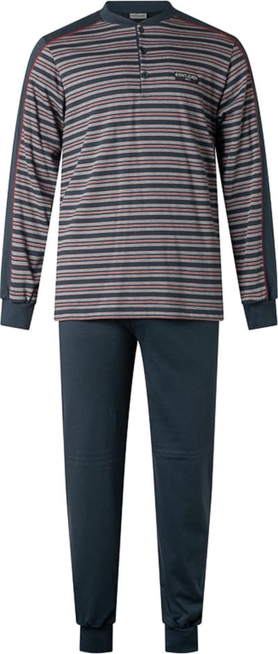 Gentlemen - warme heren pyjama 114248 - double jersey - knoophals - maat L