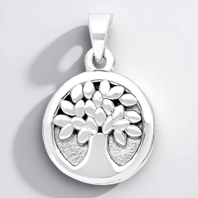 Cavill - Zilveren hanger levensboom - 925 Sterling Zilver gerhodineerd - Elegant boommotief - 20x13 mm - Dames sieraad