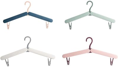 Kleerhangers - Kleerhangers kunststof - Opvouwbare reishanger - Draagbaar - Lichtgewicht hangers voor op reis - buitenshuis en thuisgebruik - 4 stuks - roze - blauw - groen - grijs