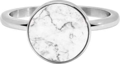 Quiges Stapelring Dames - Vulring - RVS Zilverkleurig met Witte Natuursteen - Maat 21 - Hoogte 2mm