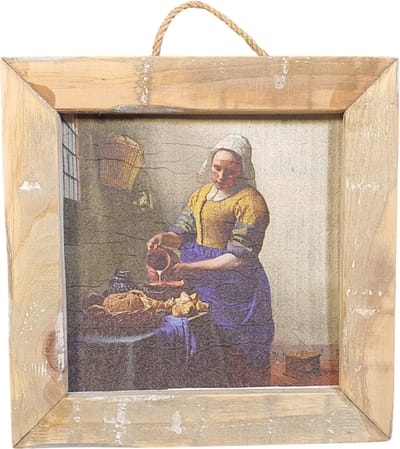 Houten tegel / Schilderijtje - Melkmeisje | Melk meisje | Milk maid | Art - Schilderij - Wooden tile - Woonaccessoires - Woonaccessoire - Wandhanger - Wand decoratie - Kunst - Schilderkunst - Artist - Decoratie - Landelijk - Sfeer - Plantjes - Living