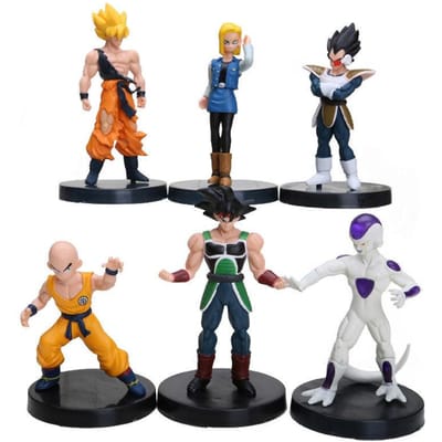 6 pièces/Ensemble Dragon Ball Z Android Non. 18 Figurine d'Action Anime Son Goku Frieza Vegeta Kuririn PVC Jouets 10-12CM Décoration Pour Cadeaux black