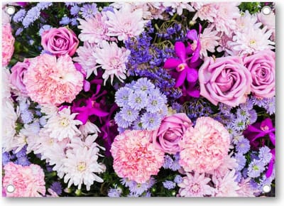 Roze en Paarse Bloemen - Tuinposter 70x50 - Wanddecoratie - Natuur - Bloemen