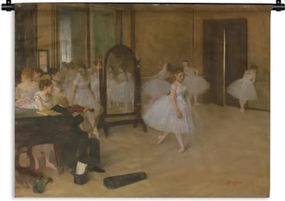 Wandkleed Edgar Degas - The Dancing Class - Schilderij van Edgar Degas Wandkleed katoen 150x112 cm - Wandtapijt met foto