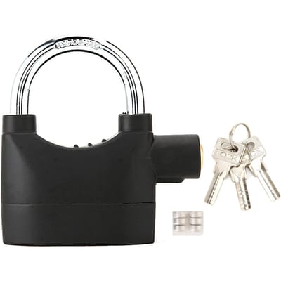 Zwart Anti-Diefstal Veiligheidshangslot Waterdicht Sirene Alarm Slot voor Motorfiets Fiets Deur Raam black
