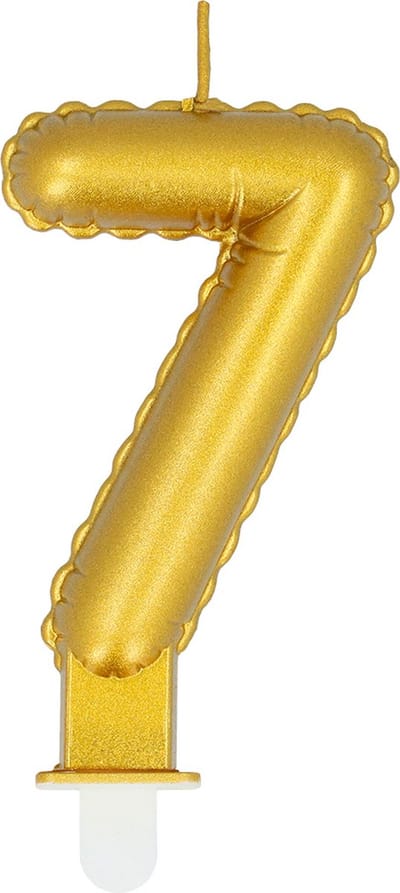 Boland - Kaarsje '7' goud 7 Goud - Black & Gold - Black & Gold - Verjaardag - Jubileum