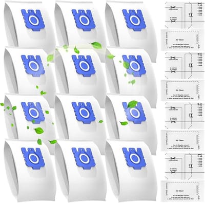 12 stuks stofzuigerzakken voor Miele GN stofzuigers, voor Miele GN 3D Airclean Efficiency Stofzakken Classic C1 Complete C2 C3, S600, S2000, S5000 en S8000 serie (12 zakken + 4 filters)