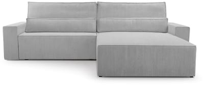 Hoekbank met Slaapfunctie - 297 x 200 x 85 cm - Comfortabele en Stijlvolle Familiebank - DENVER L - Poso 110 Lichtgrijs