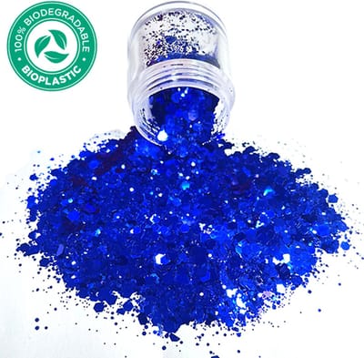 GlittersXL - Chunky Glitters (Galaxy Blauw) [Volume 8g - Festival Jewels Glitter Outfit Lichaam en Gezicht - Make-up Diamond Dots Face Body - Diamantjes Strass Steentjes - Kinderen Volwassenen Dames Makeup Tattoo]