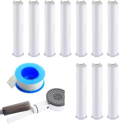 Set van 10 Douchefilters voor het Verwijderen van Chloor, Universele Waterfilter, PP Katoen, 9.6 x 2.3 cm, Gezond en Schoon Douchewater