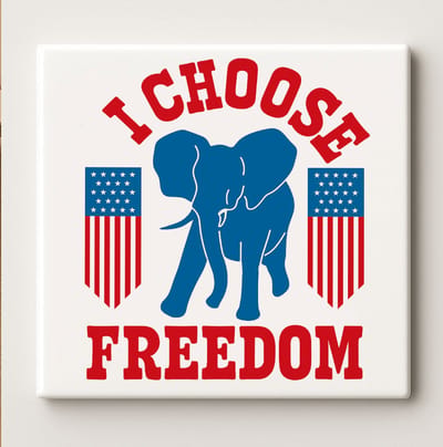 I Choose Freedom Patriottische Tegel 15x15cm – Stoere Amerikaanse Vlag Wanddecoratie, Perfect Cadeau voor Vrijheidsliefhebbers en Amerika Fans