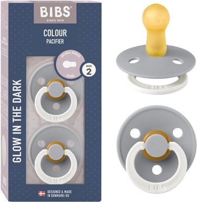 BIBS Colour Glow Fopspeen - 6-18 mnd - 2-pack - Rond - Cloud