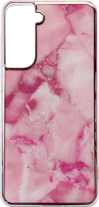 Casemania Hoesje Geschikt voor Samsung Galaxy S23 Plus Roze - Siliconen Marmer Back Cover