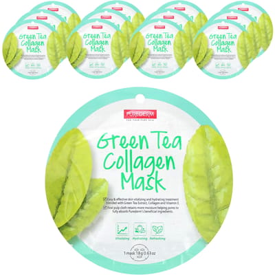 Groene Thee Collageen Beauty Masker, 12 Vellen, 18G (0.63Oz) Elk yellow