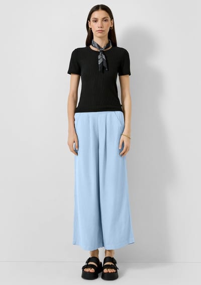 Hoge taille culotte broek in gemengde lin voor vrouwen QS