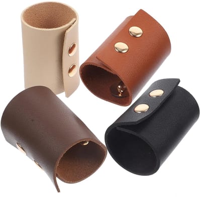 Dailygoods- Haaraccessoire 4 Stuks - Elastisch Haarelastiekjes - Paardenstaarthouder - PU-Leer - Modieus en Veelzijdig - Afmetingen 13x6x1 cm