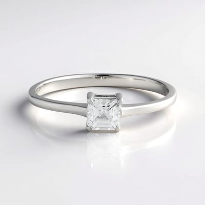 Cavill - Zilveren ring 925 Sterling Zilver - 0,882 ct Zirkoon Tanzania - Achthoekige Asscher slijpvorm - Platina Verguld - Elegant Modern Design