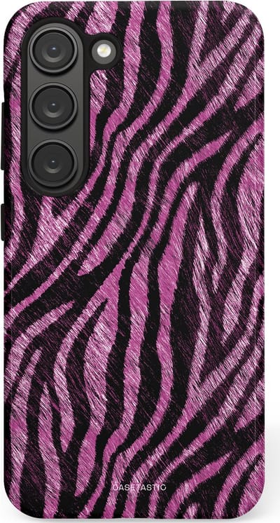 Casetastic hoesje geschikt voor Samsung Galaxy S23 - Dubbellaagse bescherming - Roze Paarse Zebraprint - Fashion Case - Zwart Lila