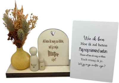 Geschenkbox Wil jij mijn METER zijn? | beige | wie ik ben | droogbloemen | meter vragen | meter worden | peettante vragen | peettante worden | cadeau | doosje met een vraag