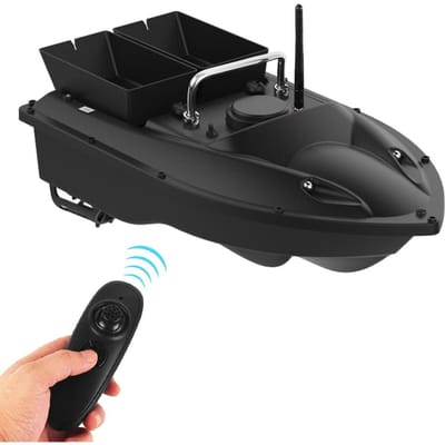 Draadloze afstandsbediening Visaas Boot Visserij Feeder Viszoeker Apparaat 430-540 yards Afstandsbediening Double Bait Container -- EU Plug black