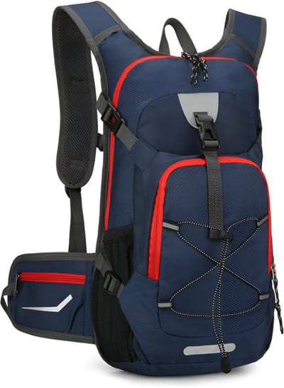 CarryQuest® - 25L Lichtgewicht Hydratatie Fietsrugzak - Waterdichte Nylon Daypack met Drinksysteem, Rugventilatie, Reflecterende Streep & Front-/Toploader - 27x14x45 cm - Diepblauw