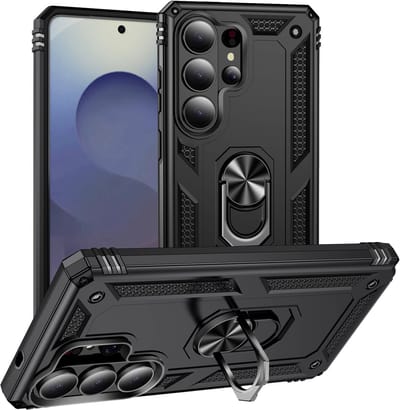 Hoesje Geschikt voor Samsung Galaxy S26 Ultra hoesje Zwart - Hybrid Armor Anti-Shock hoesje - Galaxy S26 Ultra 5G Hoesje kickstand Ring houder cover TPU backcover hoesje