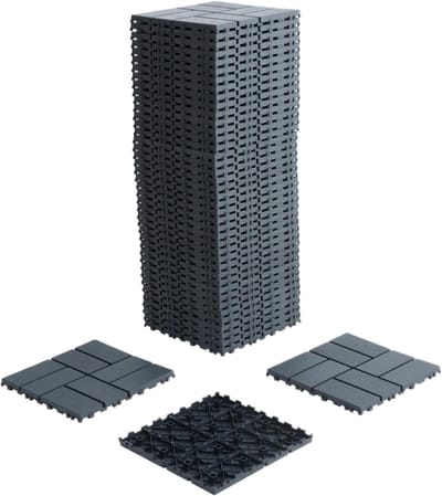 Composiet Terrastegels - Kunststof Buitentegels - Buitenruimte Aankleden - Weerbestendig Ontwerp - 44 Stuks - Donkergrijs
