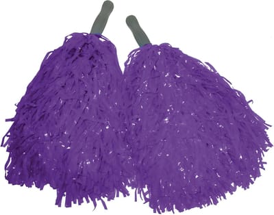 Cheerballs - set van 2x - paars - pompoms met franjes en stick handgreep - 25 cm - kinderen