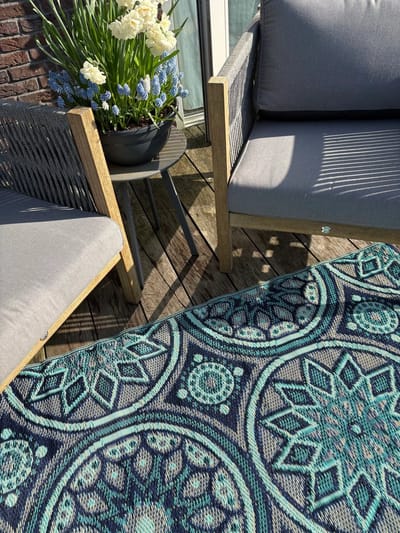 Buitenkleed 120-180cm, Blauw/Paars/Roze