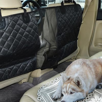 Famanu - Hondenautobarrièrenet, hondengaas, autoverdeler met verstelbare riemen en haak, autobarrièrebewakingsnet tussen stoelen, autostoel, rugbeschermer, anti-kras universele pasvorm