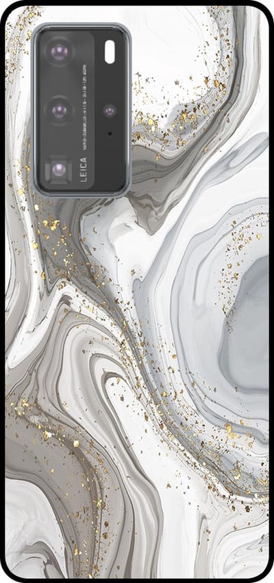 Smartphonica Telefoonhoesje Geschikt voor Huawei P40 Pro met marmer opdruk - TPU backcover case marble design - Zilver geschikt voor Huawei P40 Pro