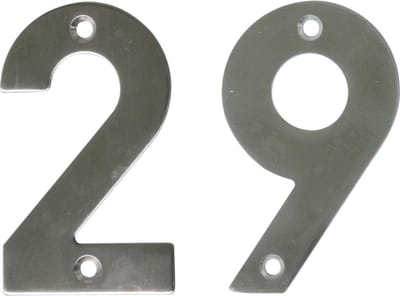 AMIG Huisnummer 29 - massief Inox RVS - 10cm - incl. bijpassende schroeven - zilver