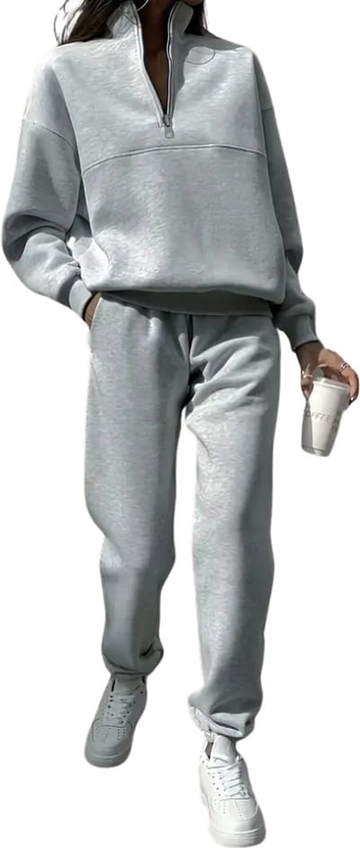 Livano Joggingpak Dames - Huispak - Trainingspak - Volwassenen - Capuchon - Jogging Pak - Joggingbroeken - Broek - Hoodie - Grijs - Maat S