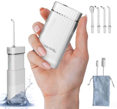 Draagbare mondspoeler met oplaadbare watertank en 4 sproeiers voor optimale mondhygiëne