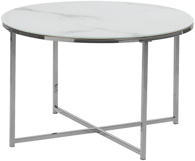 QUINCY - Salontafel - Wit/Zilver - Veiligheidsglas