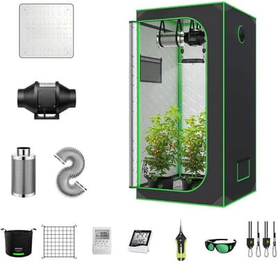 Kweektent met Kweeklamp - Planten Kweken Compleet Pakket - Zwart met Groen