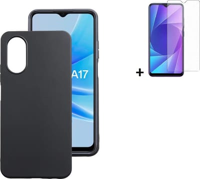 MoDo hoesje geschikt voor Oppo A17/ A17k - Siliconen/TPU/Kunststof Back Cover - Zwart met screenprotector