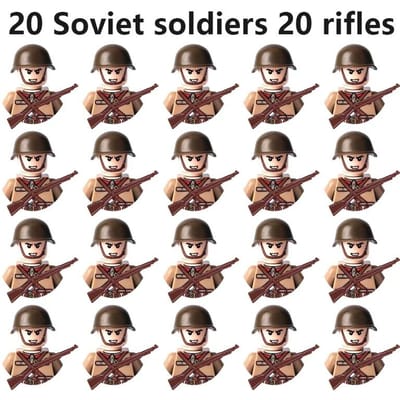 20 poppen Tweede Wereldoorlog militair Sovjet-Unie Amerikaanse soldaten bouwstenen Duitse Franse leger figuren bouwstenen jongen Speelgoed