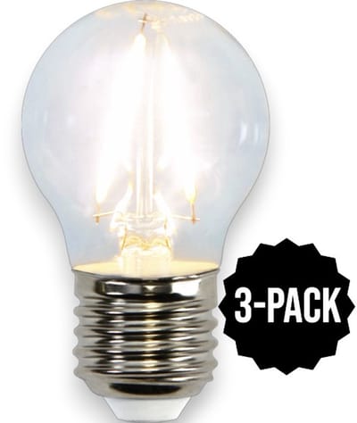 3-Pack | Kogellamp - E27 - 2.3W - Koel Wit - 4000K - Filament - Helder