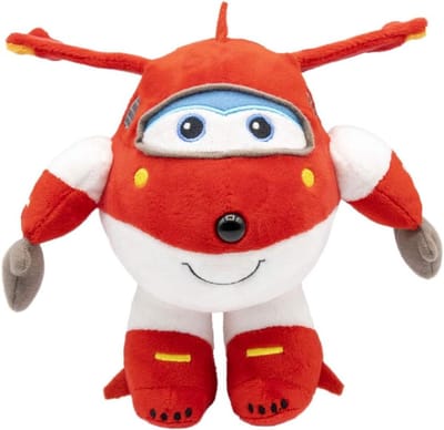 Superwings Jett Pluche - Knuffel Vliegtuig - Kinderkamer Decoratie - Geborduurde Toepassingen - 30 cm - Kleurrijk
