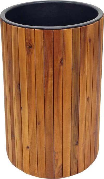 Plantenbak MCW-L24, plantenbak bloempot bloembak, rond 50x34cm buiten acaciahout MVG-gecertificeerd, bruin
