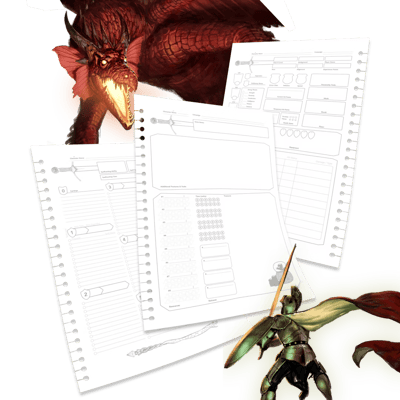 Erasable RPG Character Sheets for Dungeons & Dragons Players