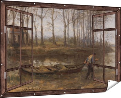 Gards Tuinposter Doorkijk De Zandschipper - Jozef Israëls - 180x120 cm - Tuindoek - Tuindecoratie - Wanddecoratie buiten - Tuinschilderij