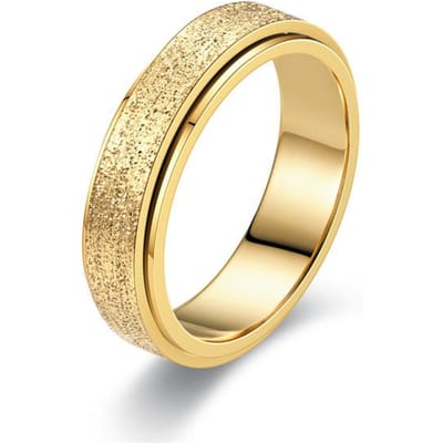 Anneaux d'anxiété simples en acier inoxydable de 6mm pour femmes et hommes, anneaux de sablage rotatifs Anti-Stress, bijoux de mariage 8 beige