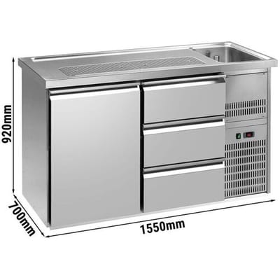 GGM Gastro Biertheke Premium PLUS - 1550x700mm - 1 Tür & 3 Schubladen