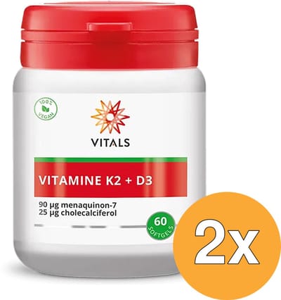 2x Vitals Vitamine K2 + D3 (60 softgels)