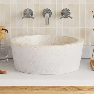 vidaXL - Gootsteen - Ø40x15 - cm - marmer - crèmekleurig