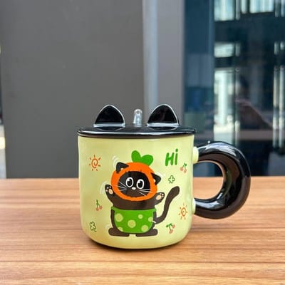 Chat Rose Mignon Tasse Cadeau d'Anniversaire Fille Fille Envoie à Sa Meilleure Amie Nouvelle Tasse à Eau en Céramique Créative 401-500ml