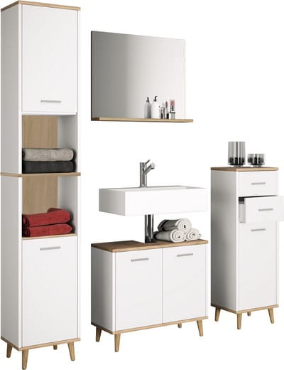 4-delig compleet badkamermeubel badmeubel badmeubel hoge unit set Landos
