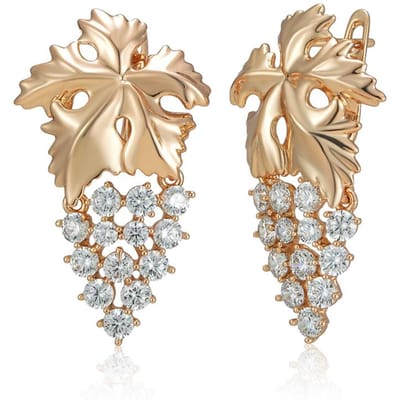 Kienl Vol Glanzende Natuurlijke Zirconia Lange Grote Druppel Oorbellen Voor Vrouwen Roségoud Kleur Unieke Kristal Druif Dagelijks Vintage Sieraden beige